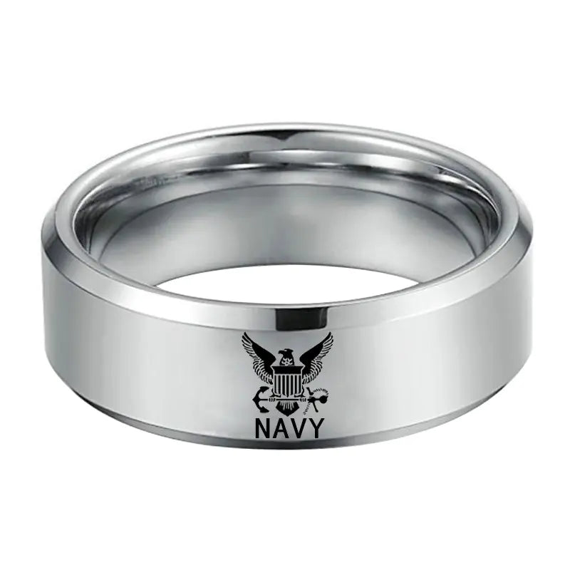 Titanium Steel US Soldier Badge Ring for Men