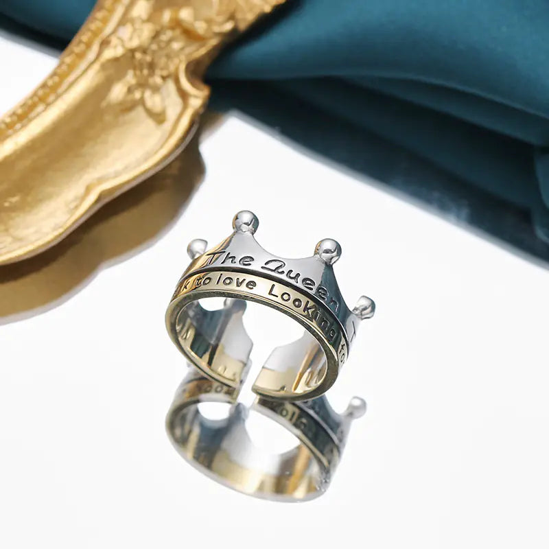 S925 Silver Gold Crown Ring - Simple INS Style