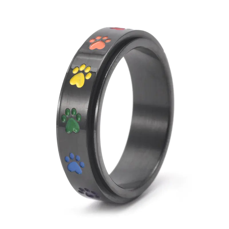 Rainbow Rotatable Stainless Steel Ring for Women