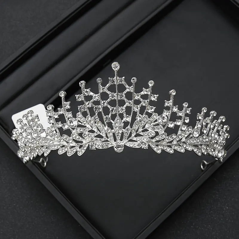 Crown Headpiece with Rhinestones for Weddings and Birthdays