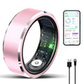 Smart Ring with Calories Heart RateStep Counter Heart Rate & Blood Oxygen Monitor Sleep Tracking and IP68 Waterproof - No App Subscription-Compatible with Android 6.0+ and iOS 11.0+(Pink10#)