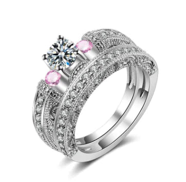 Exaggerated Fashion Pink Diamond Zircon Ring for Women