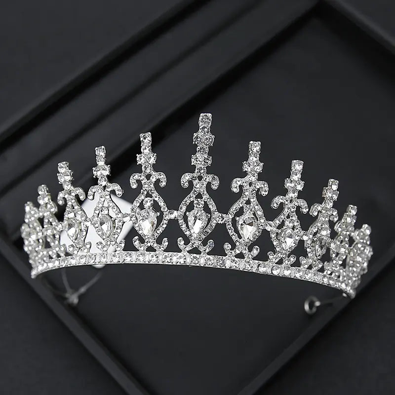 Crown Headpiece with Rhinestones for Weddings and Birthdays