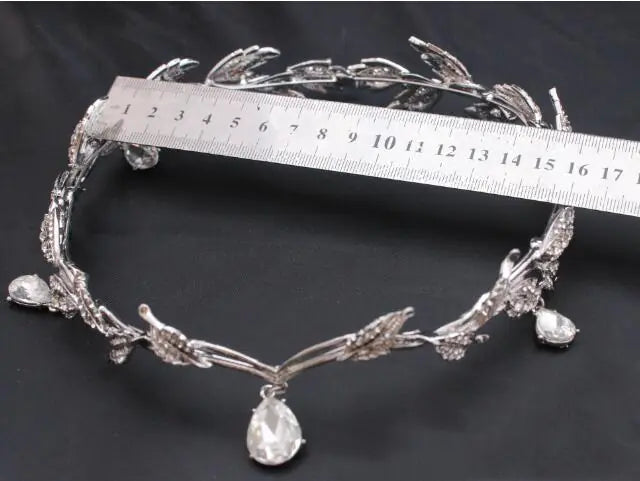 Korean Bride Headpiece with Rhinestones and Crown