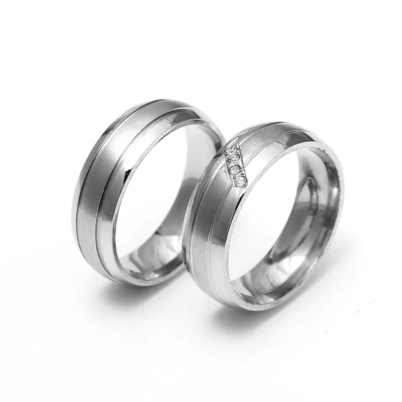 6MM Titanium Steel Couple Rings with Zirconia