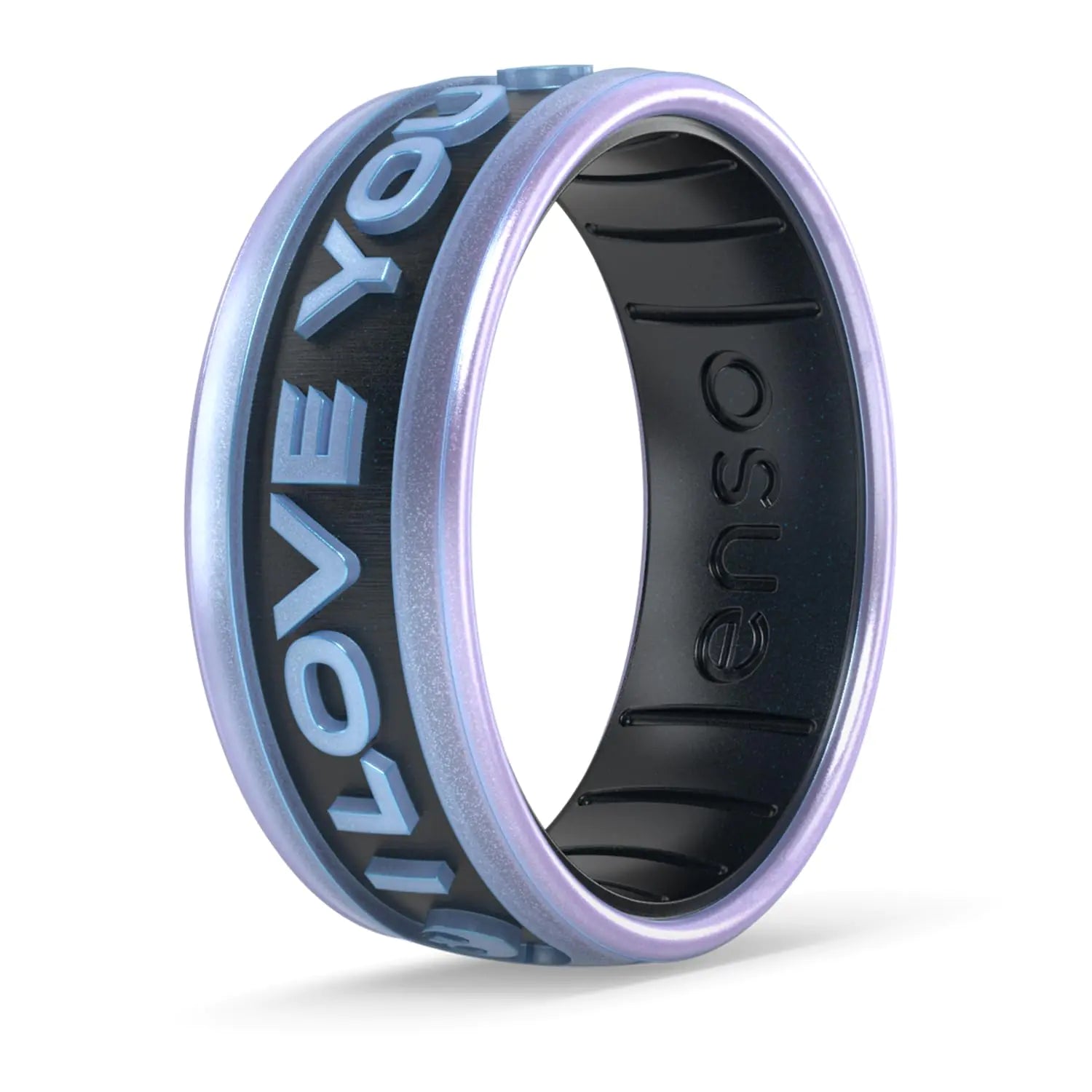 Enso Rings Star Wars Dualtone Silicone Ring - Comfortable and Flexible Design - I Love You - Moonstone/Black Pearl - 14