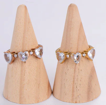 Stainless Steel Heart Ring with Zircon for Women