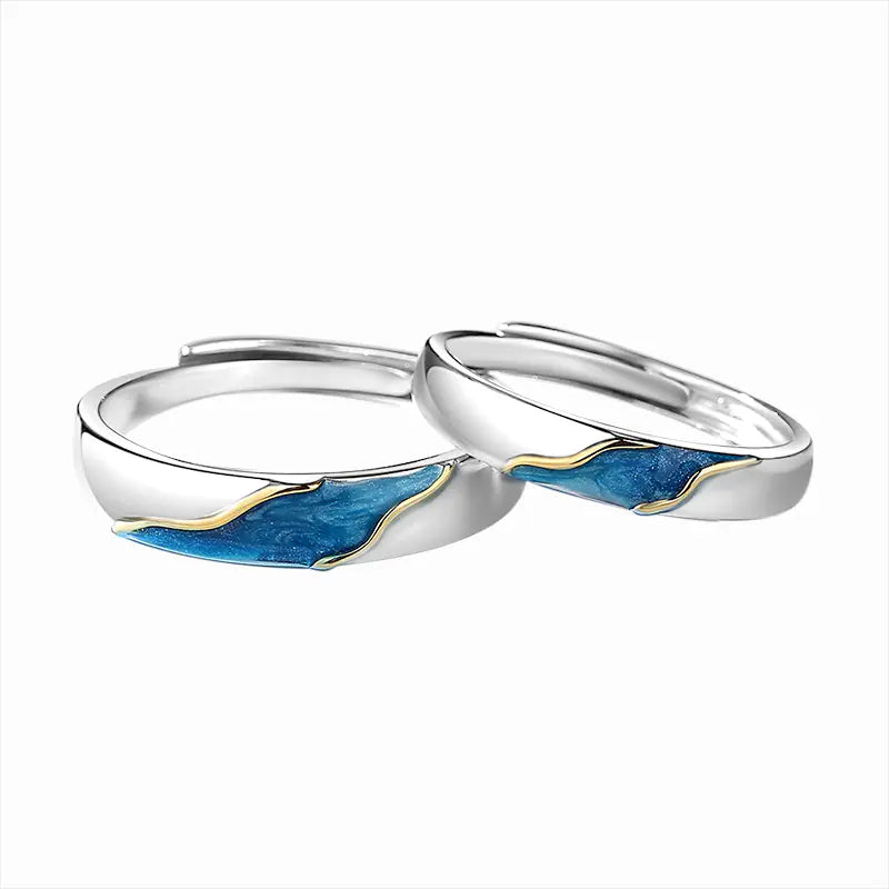 Original Couple Rings in S925 Silver with Enamel Design