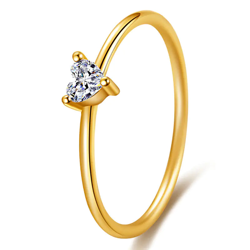 Wholesale Heart-Shaped 18K Gold Plated Ring for Women