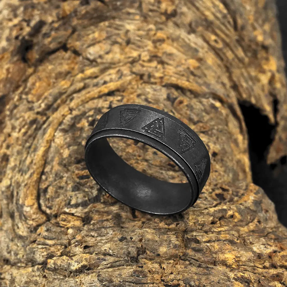 Vintage Viking Triangle Titanium Steel Ring for Men