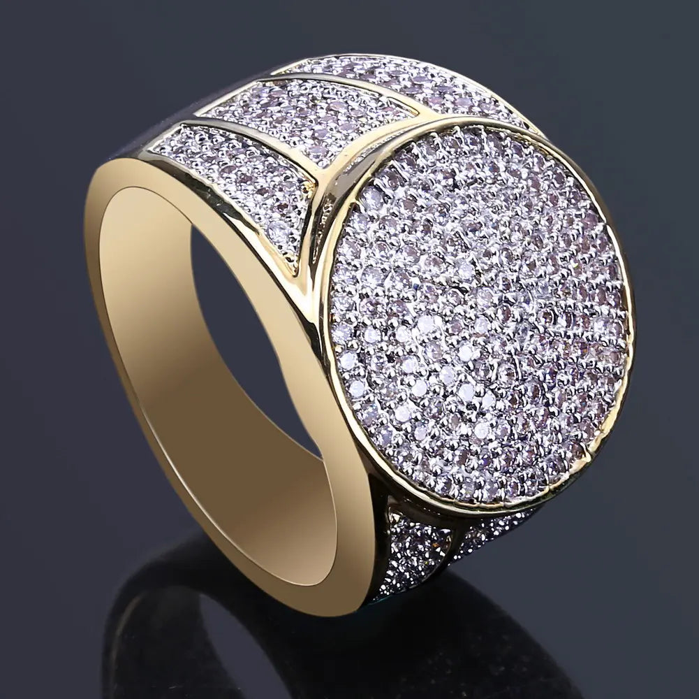 18K Gold Plated Hip Hop Ring with Zircon Stones