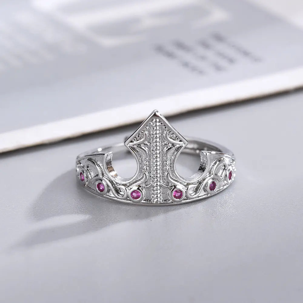 Personalized Retro Crown Mosaic Natural Red Jade Ring