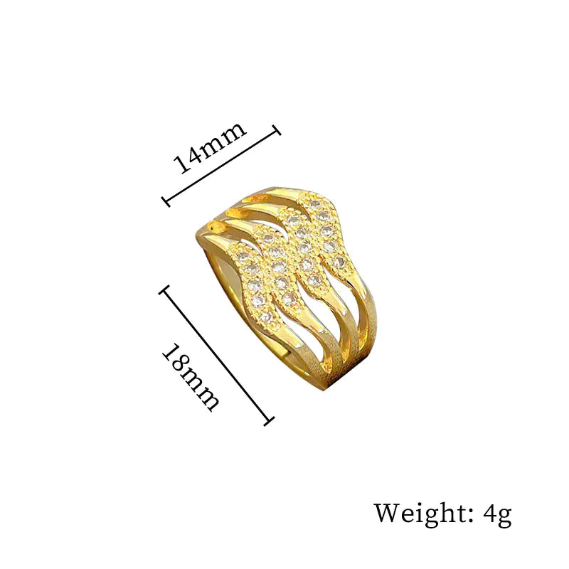 Geometric Design Gold-Plated Diamond Ring for Women