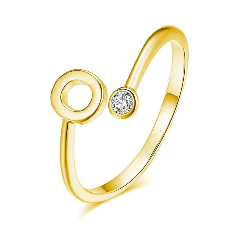 S925 Silver Letter Gold-Plated Ring for Women