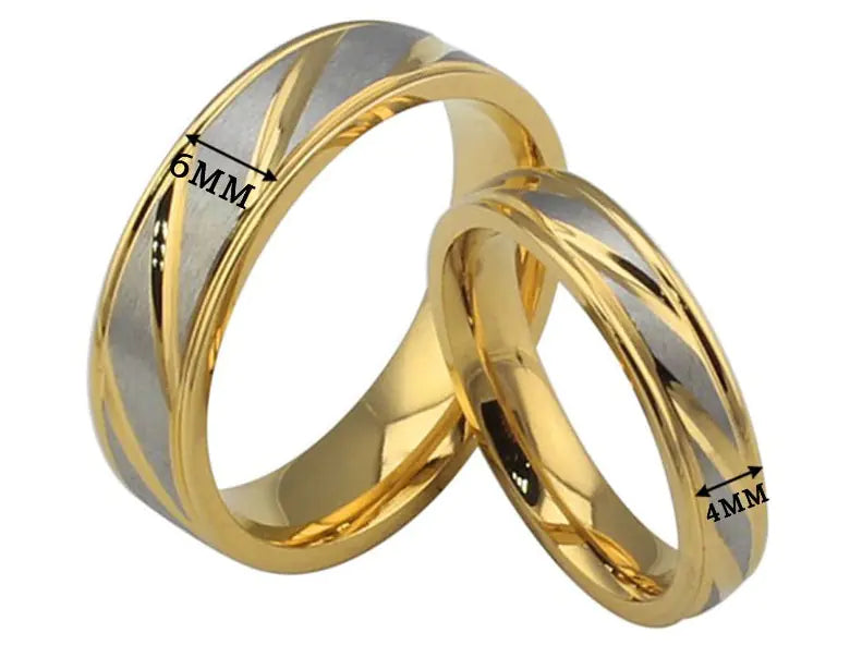 Stainless Steel Couple Rings in Gold Color (Simple Design)