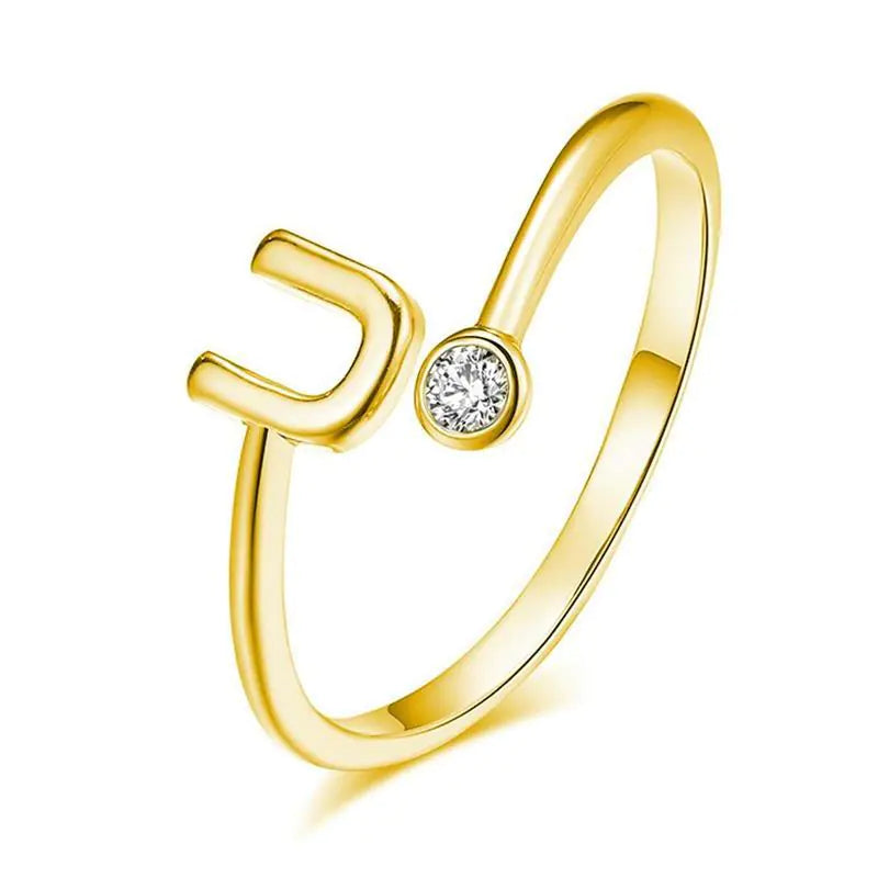 S925 Silver Letter Gold-Plated Ring for Women