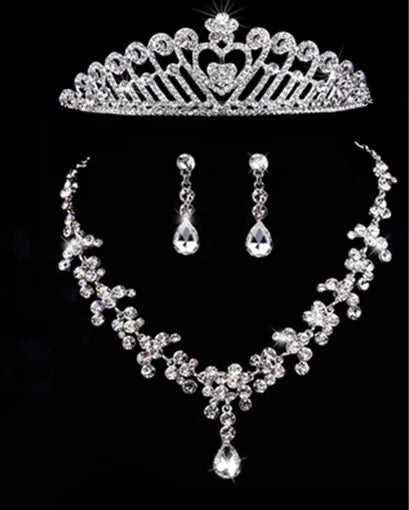 Korean Bride Crystal Crown Jewelry Set for Weddings