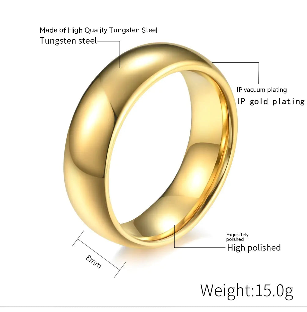 18K Gold Plated Tungsten Ring - Unisex Simple Design