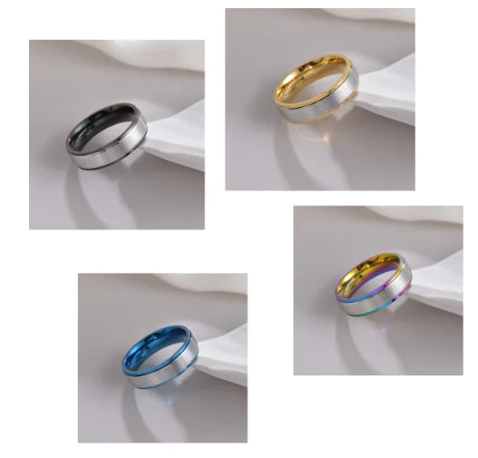 6mm Multicolor Threaded Titanium Steel Ring for Men