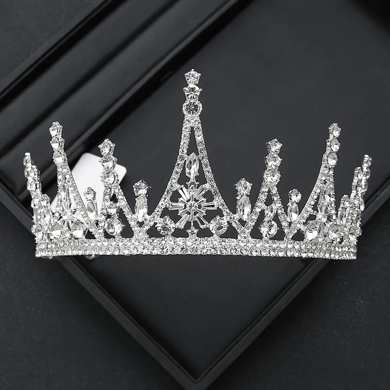 Crown Headpiece with Rhinestones for Weddings and Birthdays