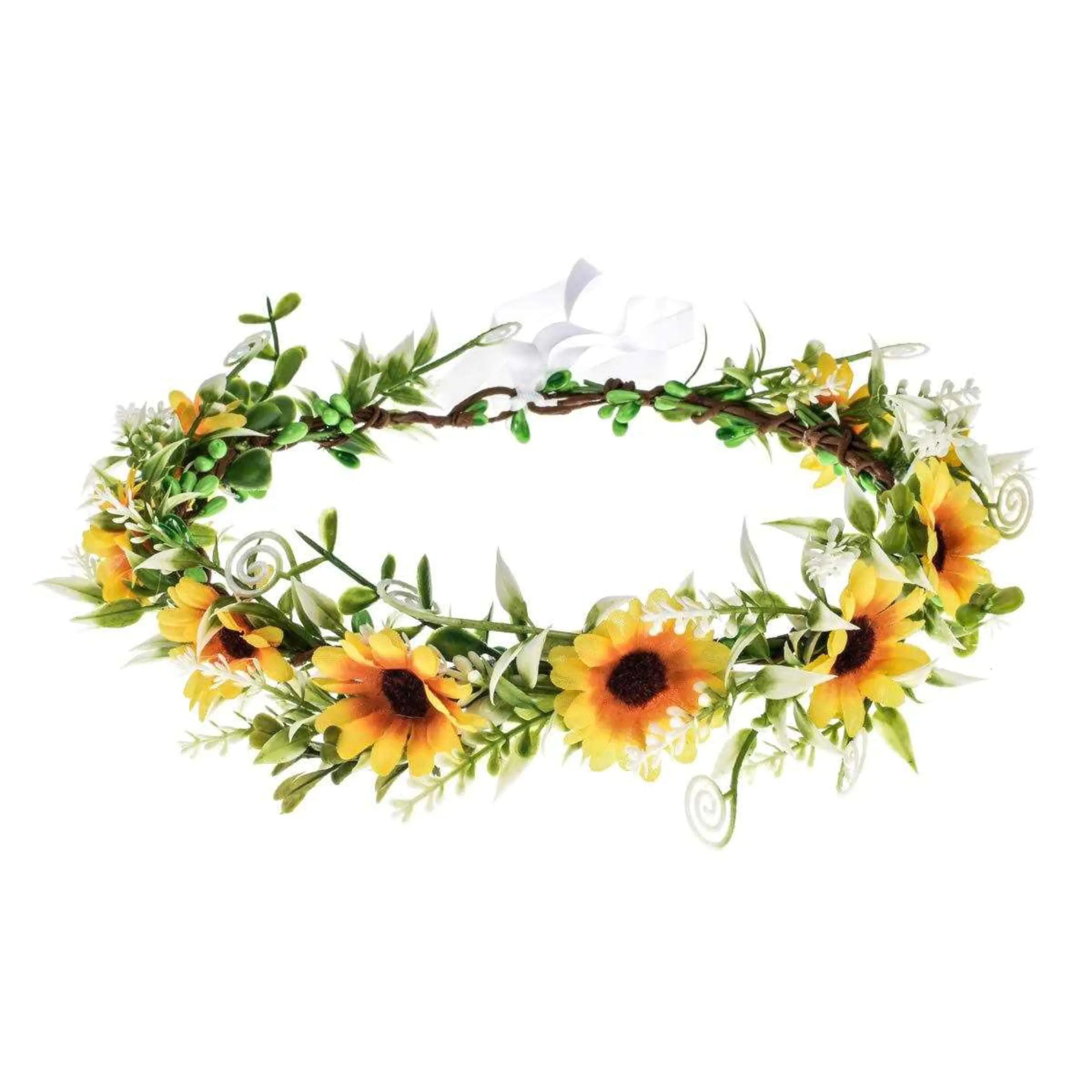 VMila Flower Crown - Elegant Wedding Hair Accessories for Girls Ideal Flower Girl Headpiece Perfect for Bridal Parties and Special Occasions (Sunflower)