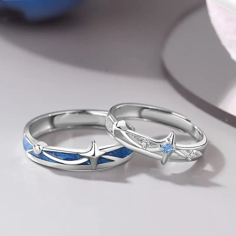 Sterling Silver Enamel Meteor Couple Rings XINGX