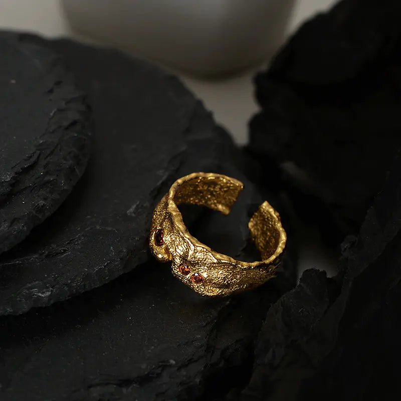 Silver Water Texture Ring for Women