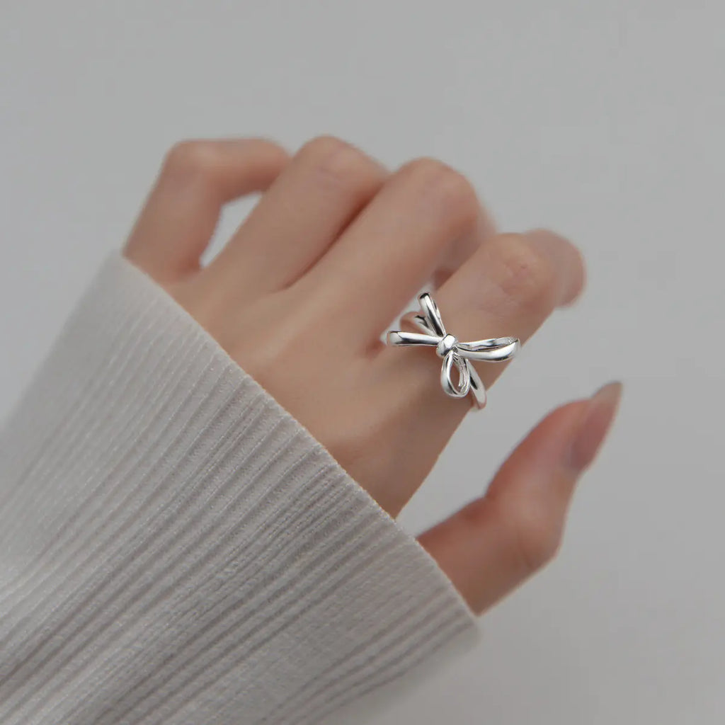 S925 Silver Bow Ring - Simple Fashion Jewelry for Women