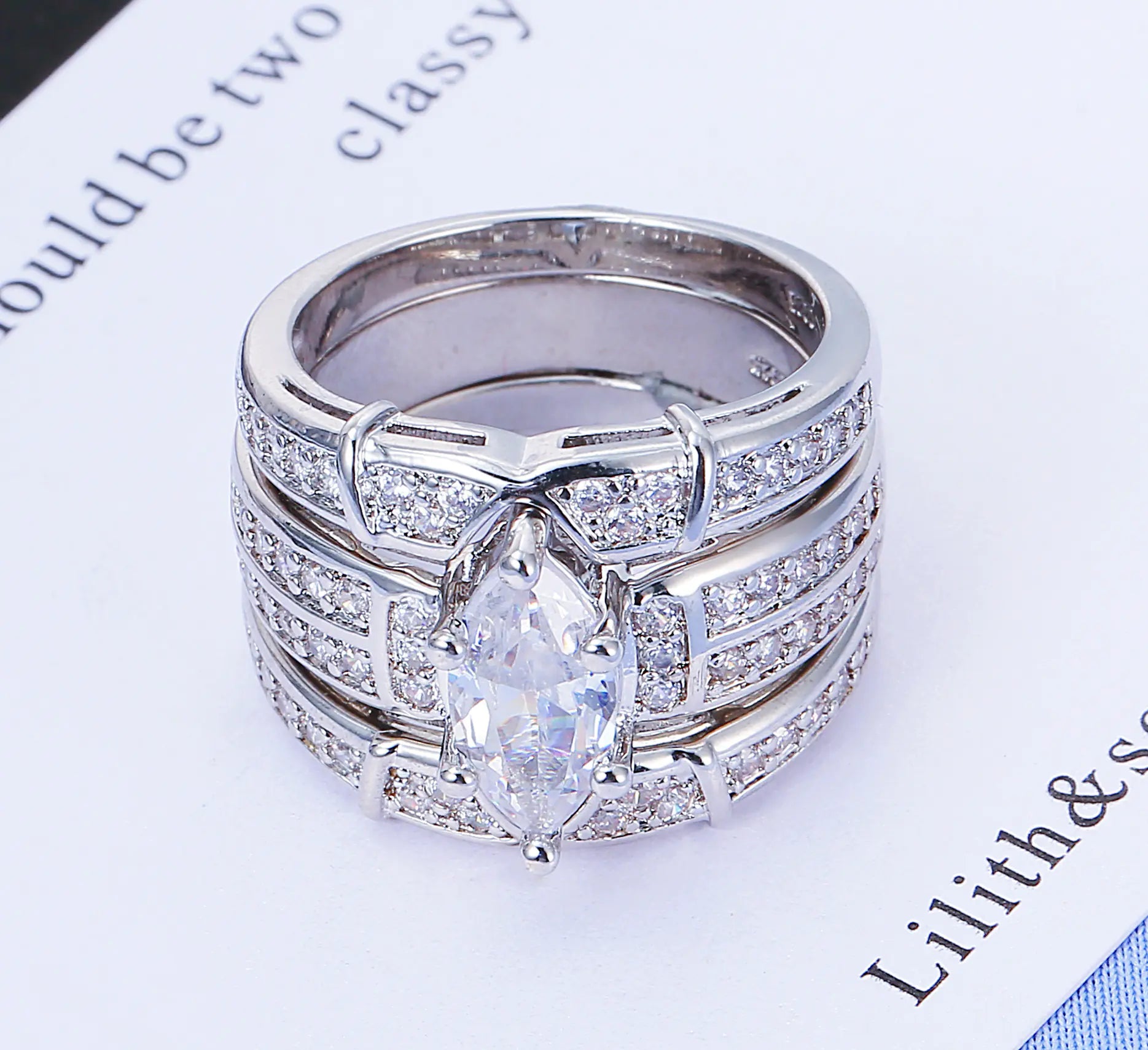 Couple Engagement Zirconia Ring Set