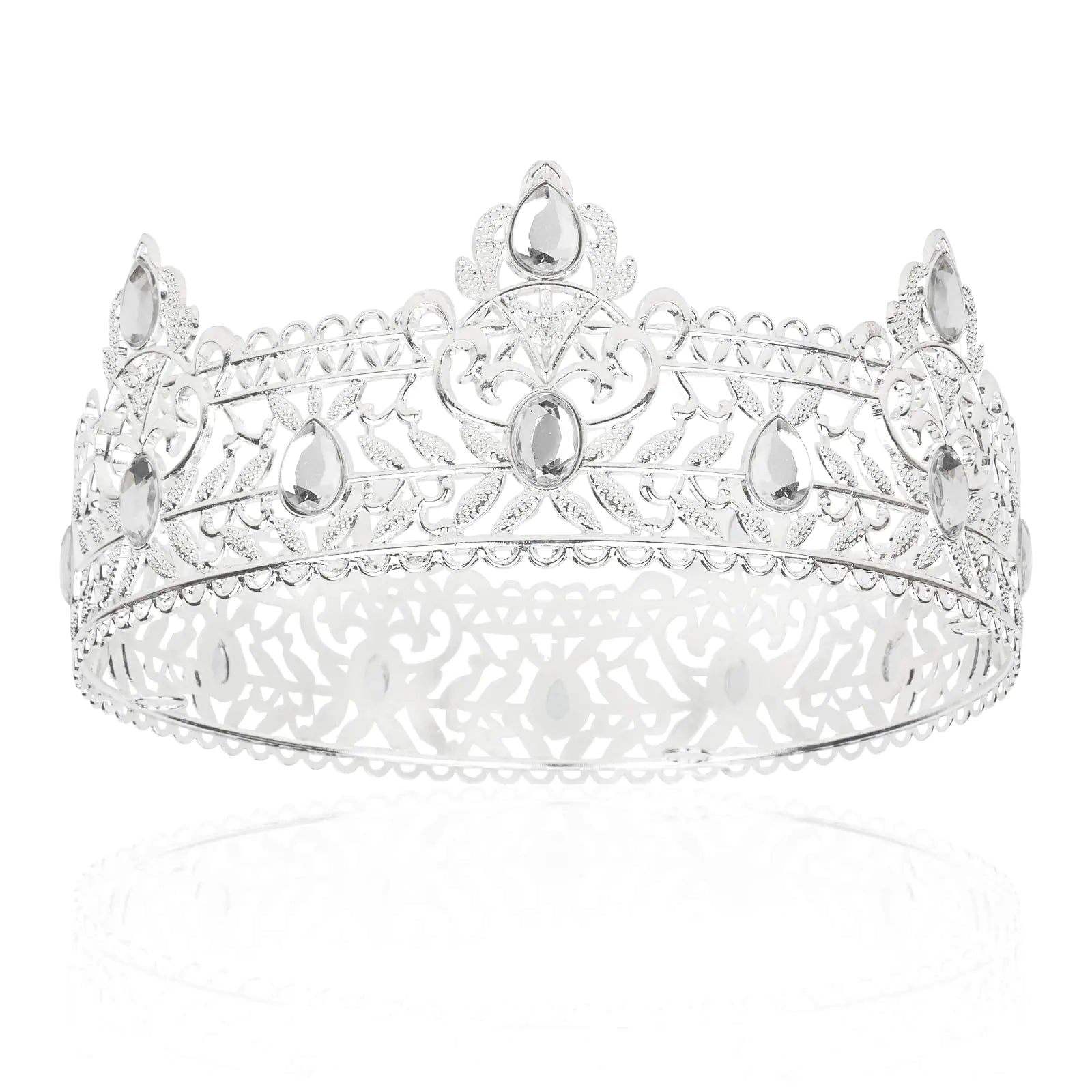 King Crown CIEHER King Crowns for Men Crystal Baroque Wedding Crown Men Prom Crown Prince Tiara Women Evil Crown for Birthday King Halloween Costume Birthday Decorations for Men Silver King Crown