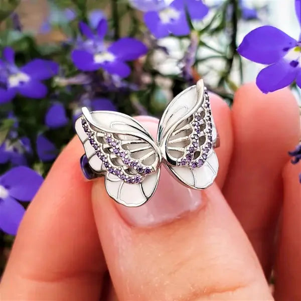 Fashion Silver Plated Hollow Butterfly Ring for Women