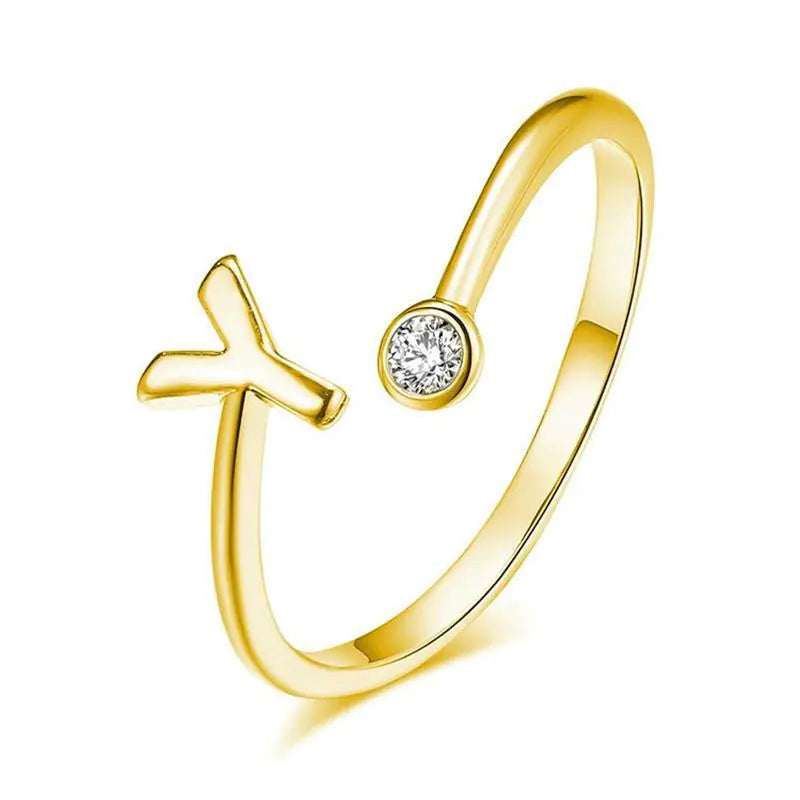 S925 Silver Letter Gold-Plated Ring for Women
