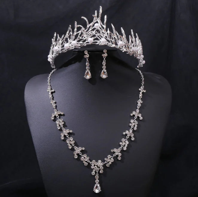 New Bride Necklace Set with Princess Crown Accessories