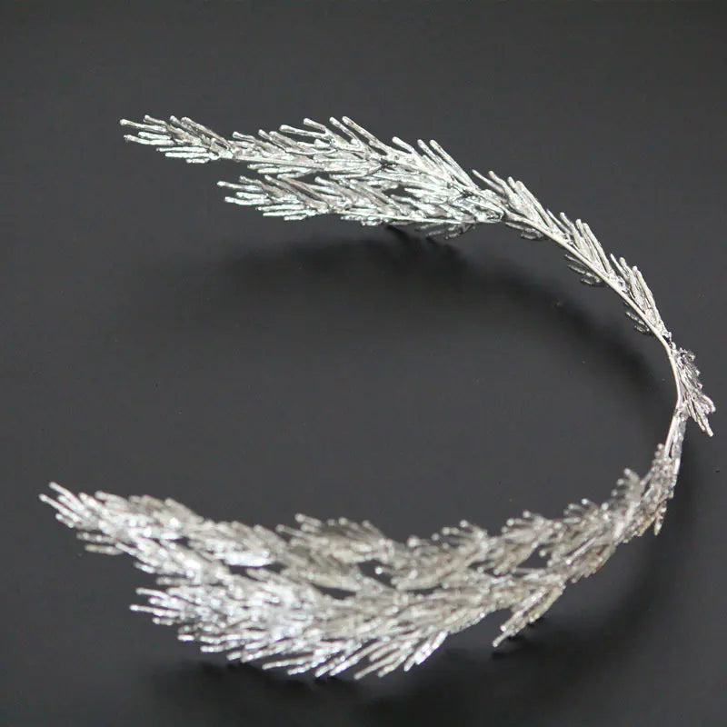 Chinese Bride Headdress - Elegant Leaf Alloy Crown