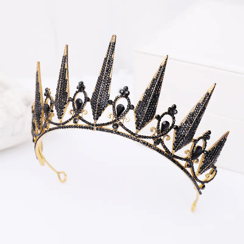 Baroque Black Bride Crown Headband for Weddings