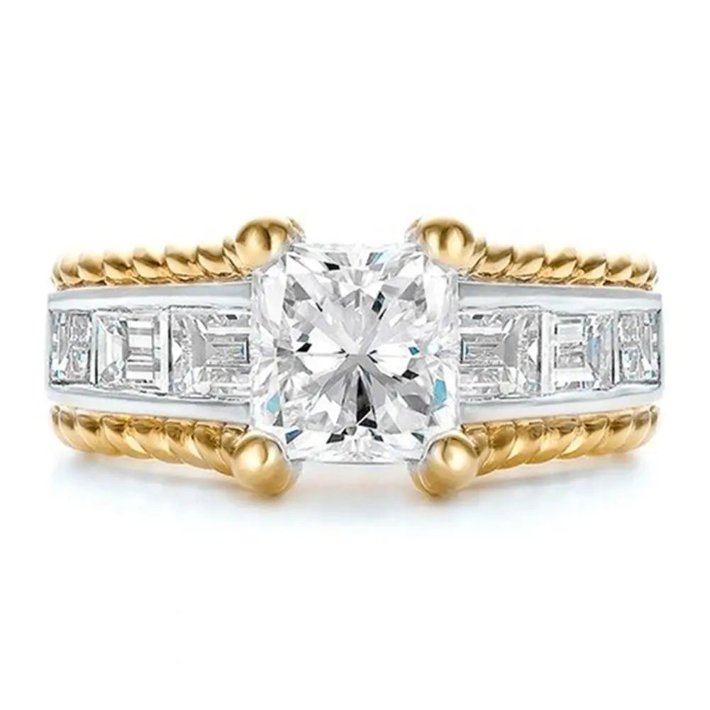 Two-Tone Gold Plated Engagement Ring for Women