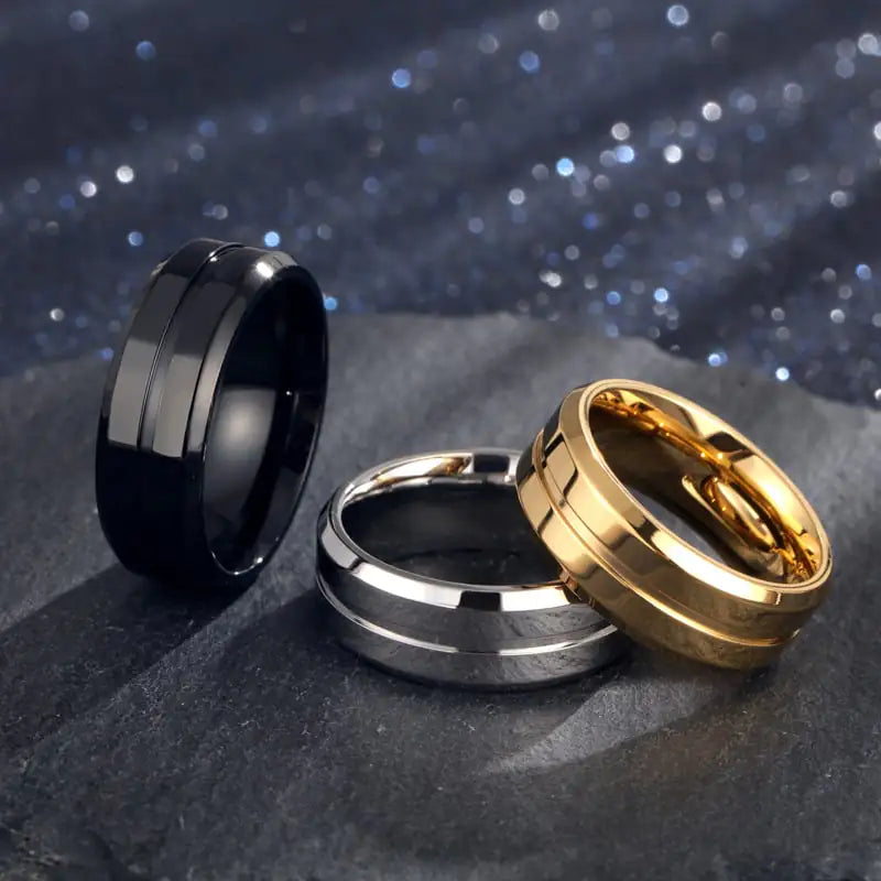18K Gold-Plated 8mm Simple Groove Ring