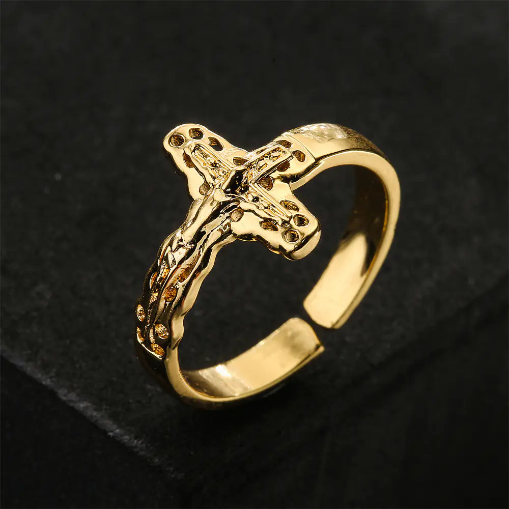 18K Gold Plated Geometric Open Ring for Men & Women