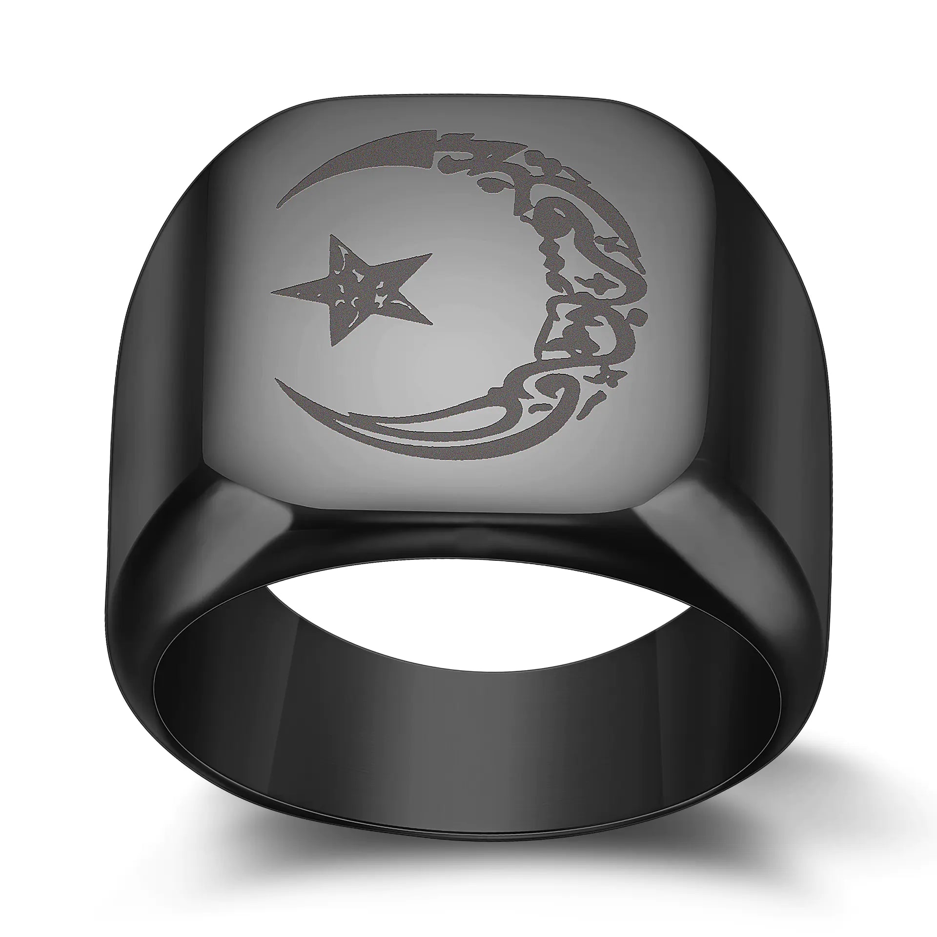 Retro Titanium Steel Moon Star Sun Ring for Men