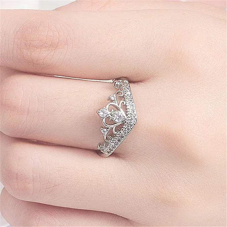 Crown Ring with 18K Gold Plating and Zircon Stones