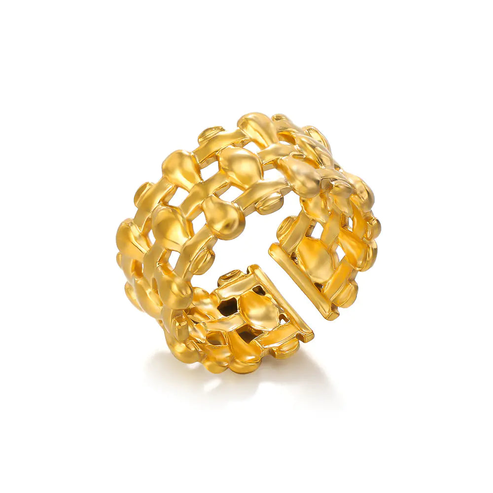 18K Gold Plated Geometric Adjustable Ring for Women