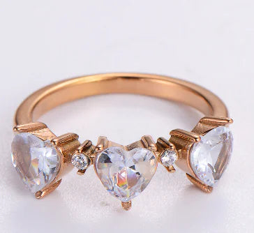 Stainless Steel Heart Ring with Zircon for Women