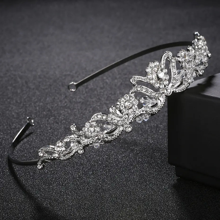 Vintage Baroque Bride Crown with Rhinestones Headband