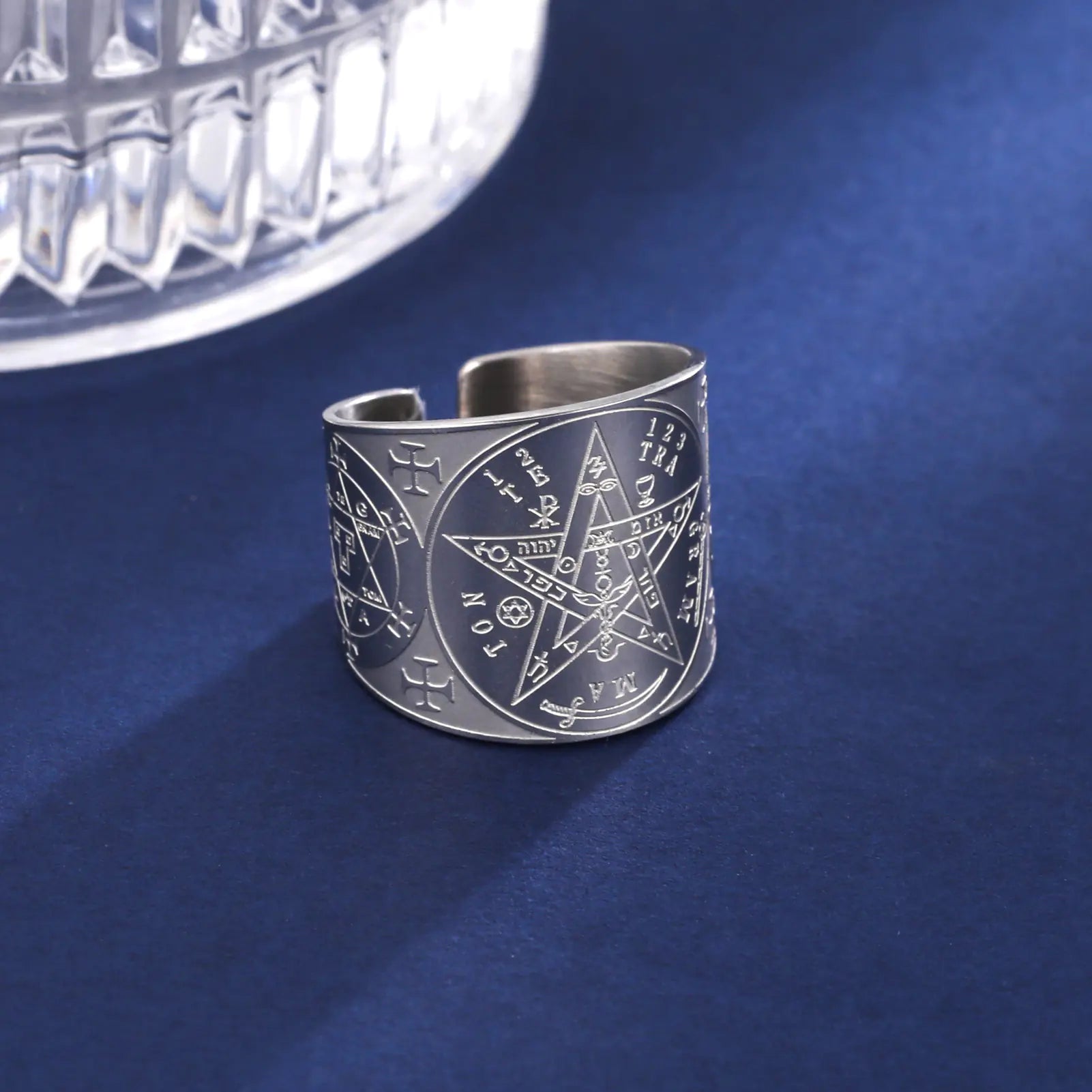 Titanium Steel Star Pattern Open Ring for Men