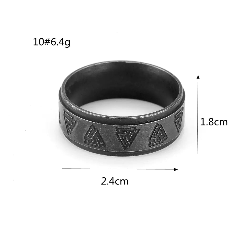 Vintage Viking Triangle Titanium Steel Ring for Men
