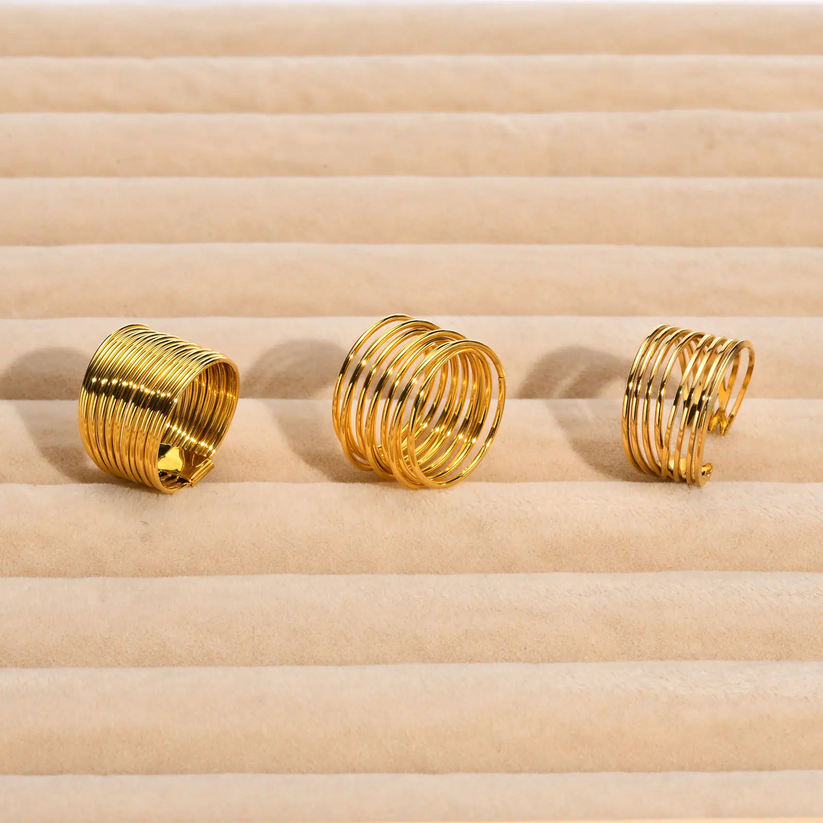 Gold Stainless Steel Multi-Band Ring for Women