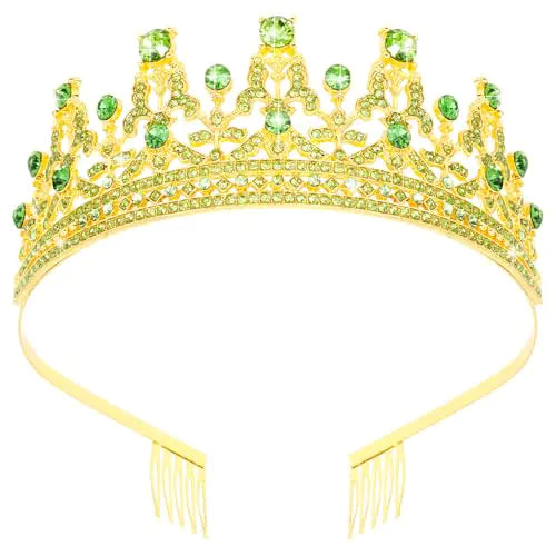 Didder Gold Green Metal Princess Crown Halloween Tiaras for Girls Birthday Prom Homecoming Party Costume Headpiece
