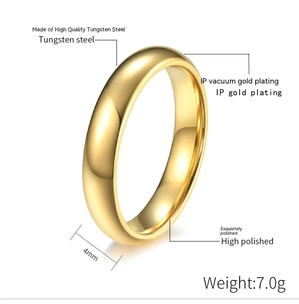 18K Gold Plated Tungsten Ring - Unisex Simple Design