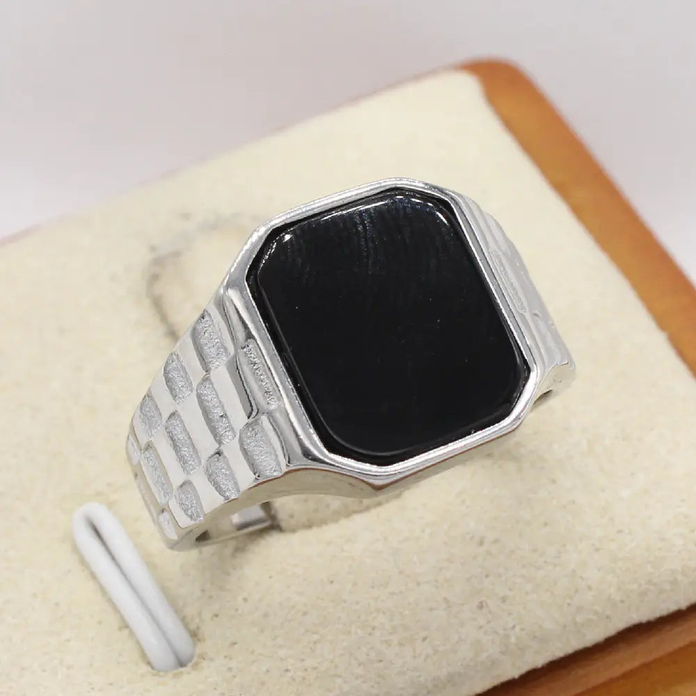 Simple Men's Gem Titanium Steel Ring