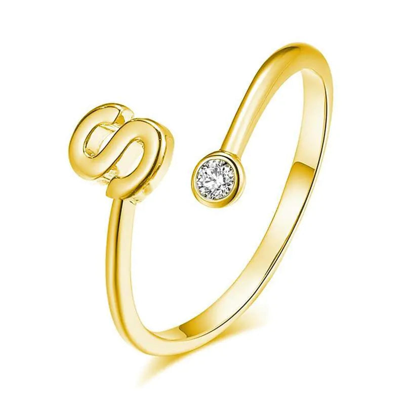 S925 Silver Letter Gold-Plated Ring for Women